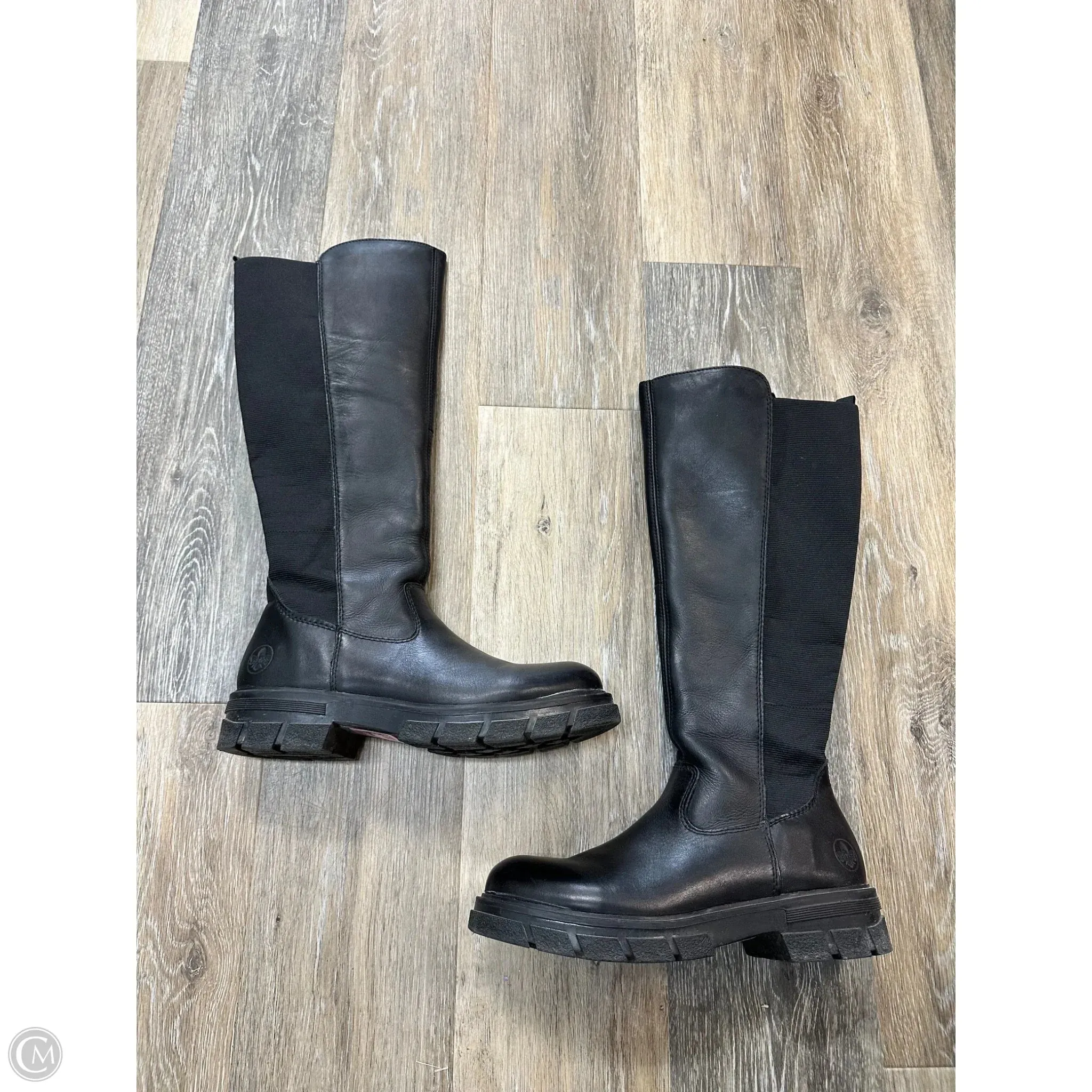 Boots Knee Flats By Riekers In Black, Size: 9 Slip Resistant Rough Terrain Elastic Gusset