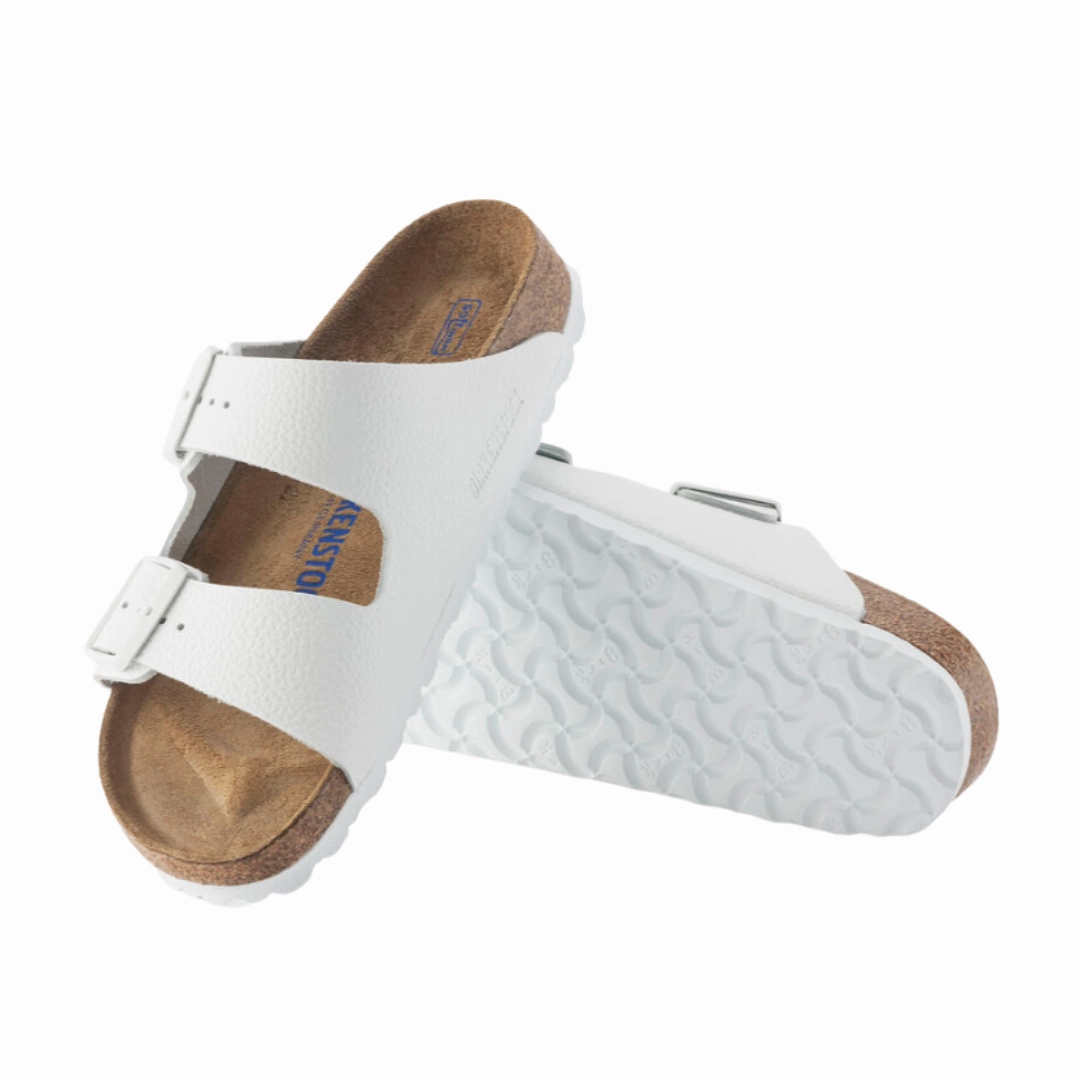 Everyday Lifestyle Slides Women's Arizona Soft Footbed (Leather) - White