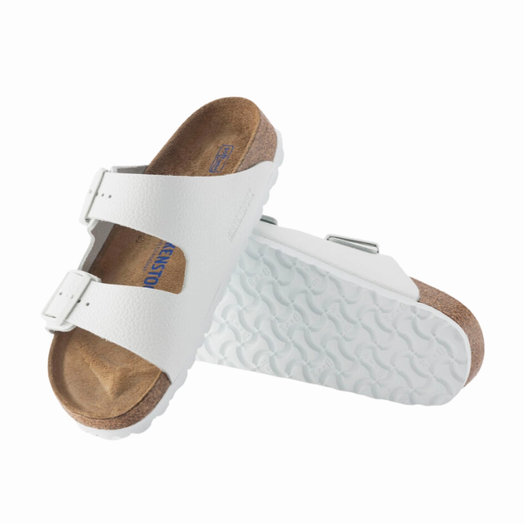 Women's Arizona Soft Footbed (Leather) - White Soft Comfort Sandals Timeless Adventure Slides