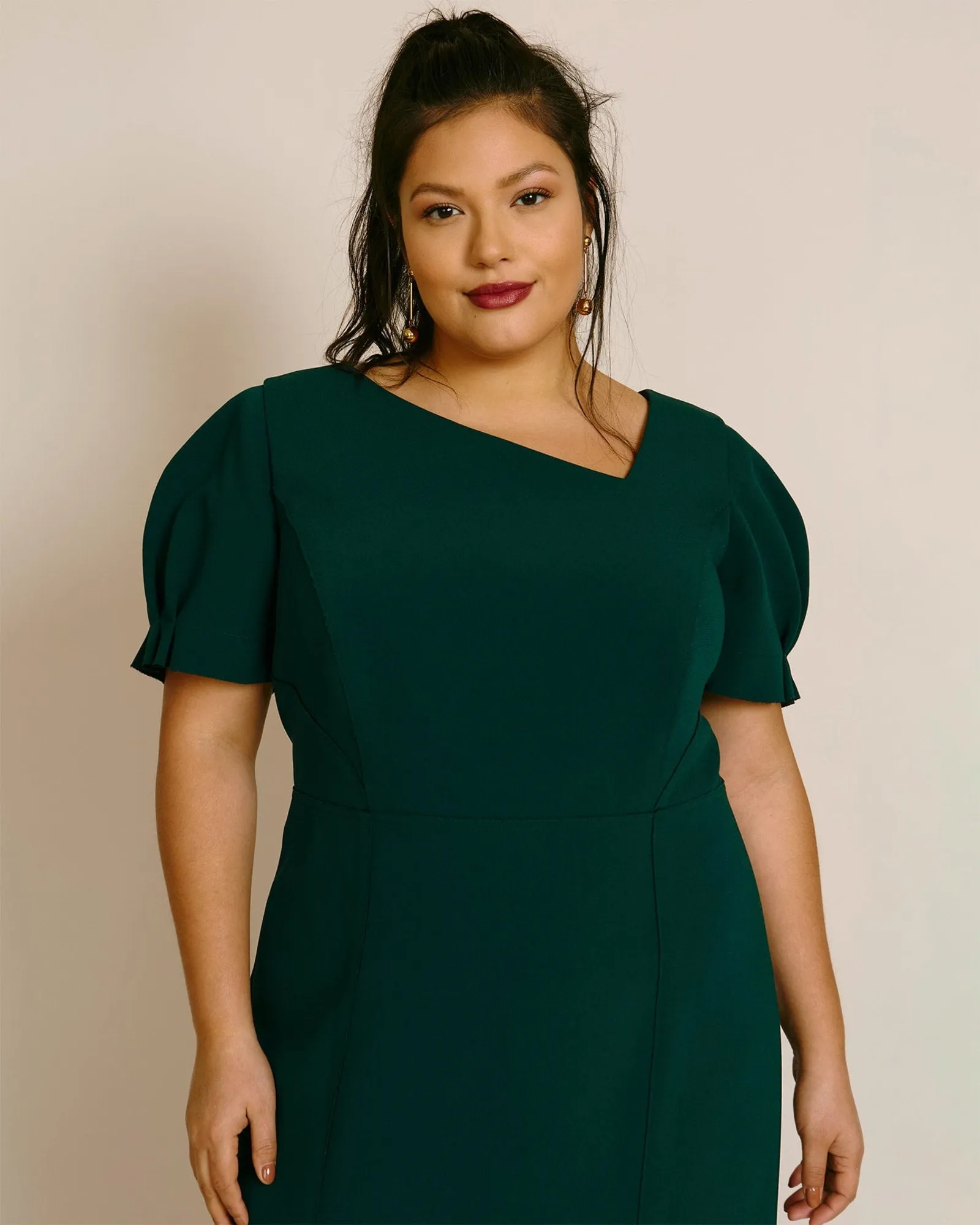 Compact Crepe Structured Sheath Dress | Dark Forest