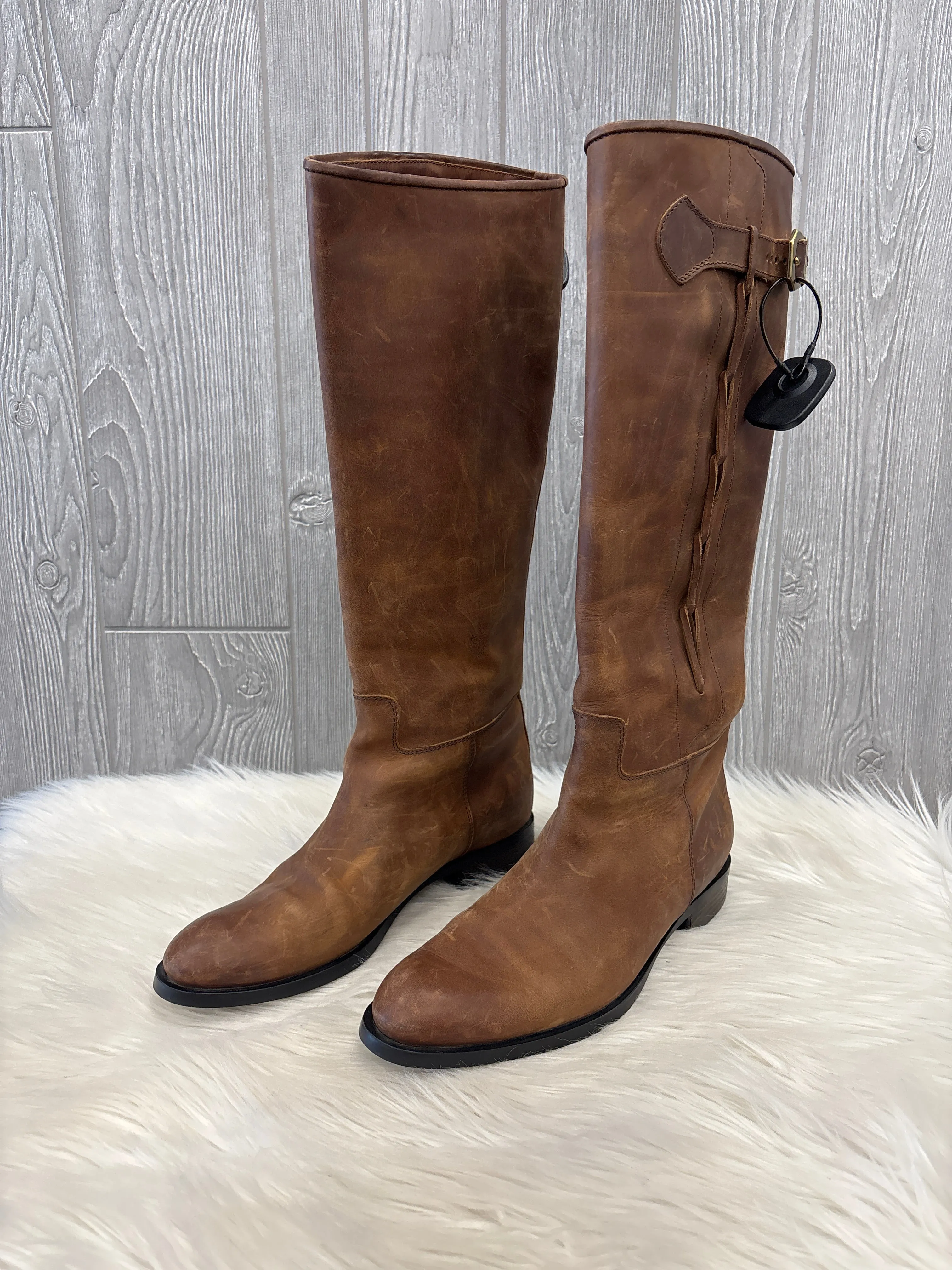 senior care Boots Luxury Designer By Tods In Brown, Size: 9.5