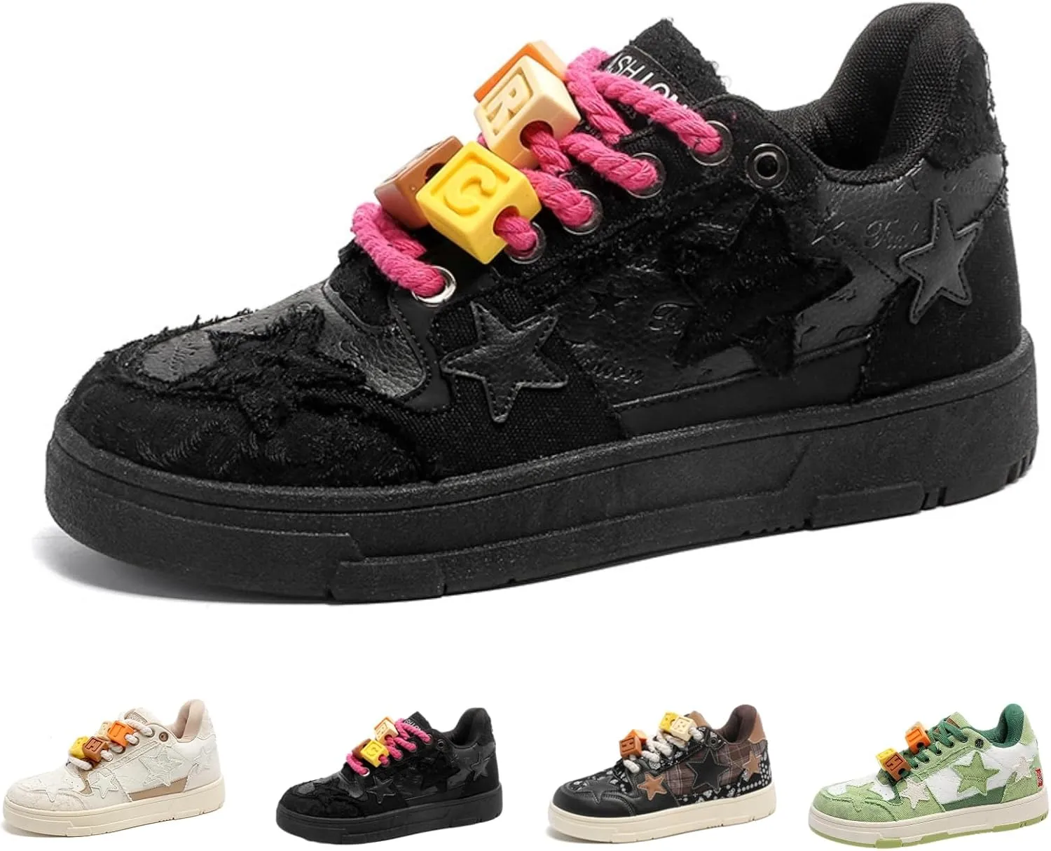 Cool Star Bricks Fashion Chunky Sneakers for Women Trendy Casual Aesthetic Skateboard Walking Dance Shoes