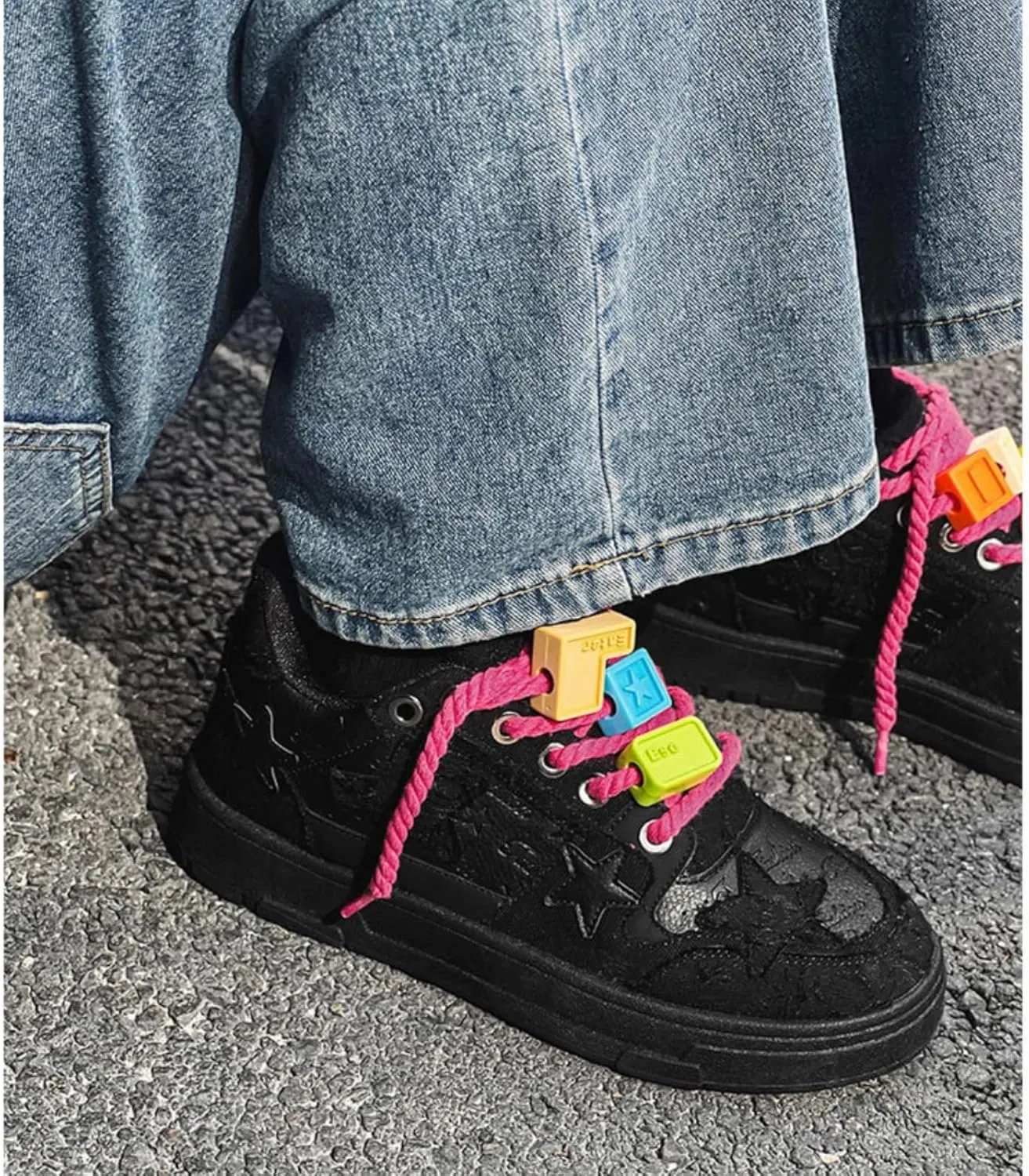 Cool Star Bricks Fashion Chunky Sneakers for Women Trendy Casual Aesthetic Skateboard Walking Dance Shoes