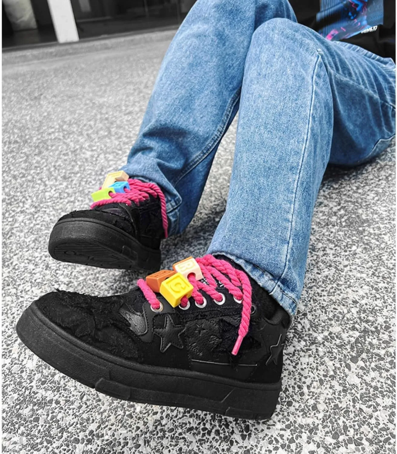 Cool Star Bricks Fashion Chunky Sneakers for Women Trendy Casual Aesthetic Skateboard Walking Dance Shoes
