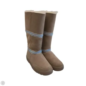 Comfort collar Boots Designer By Ugg In Blue & Cream, Size: 11