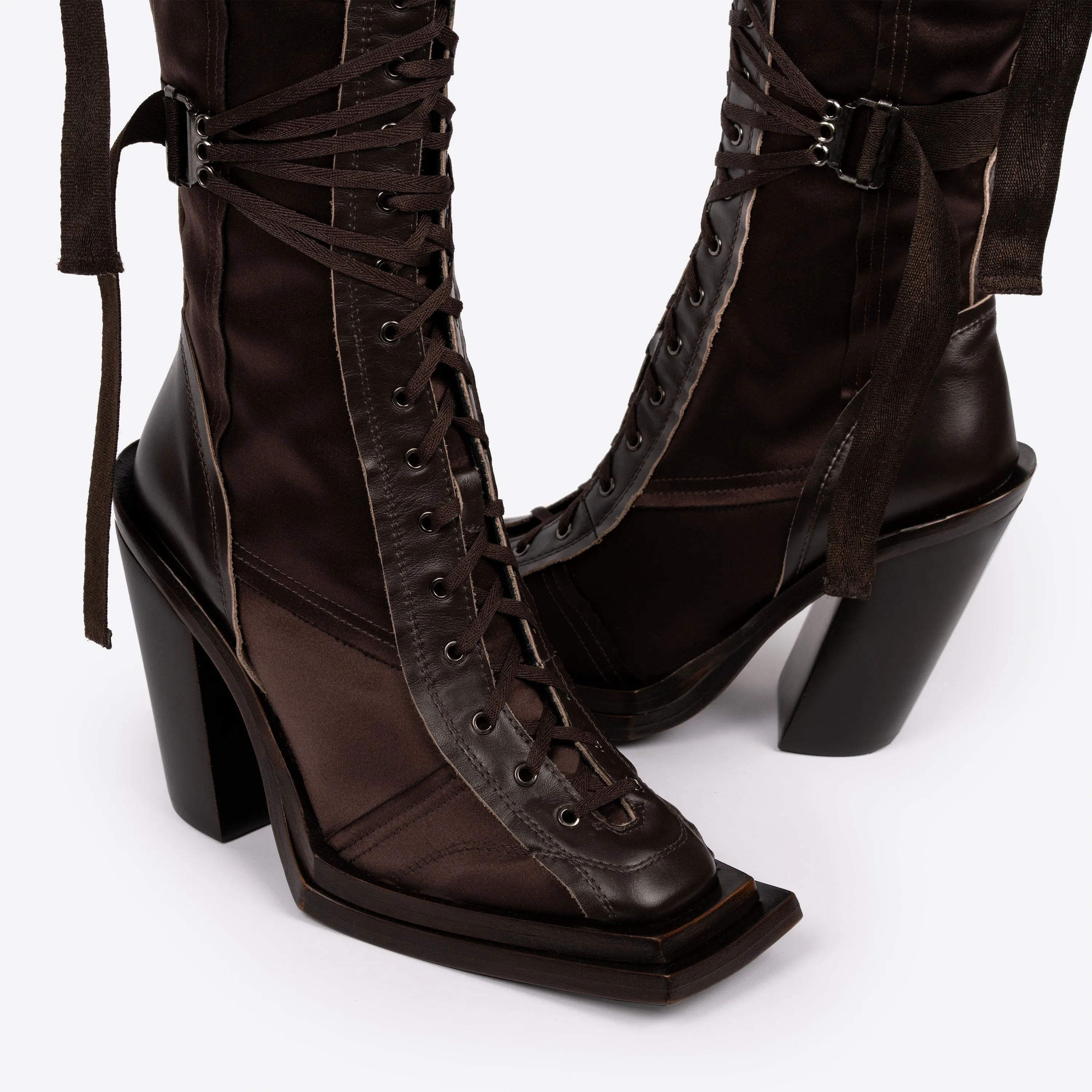 Corset Boot x Elena Velez Espresso Satin