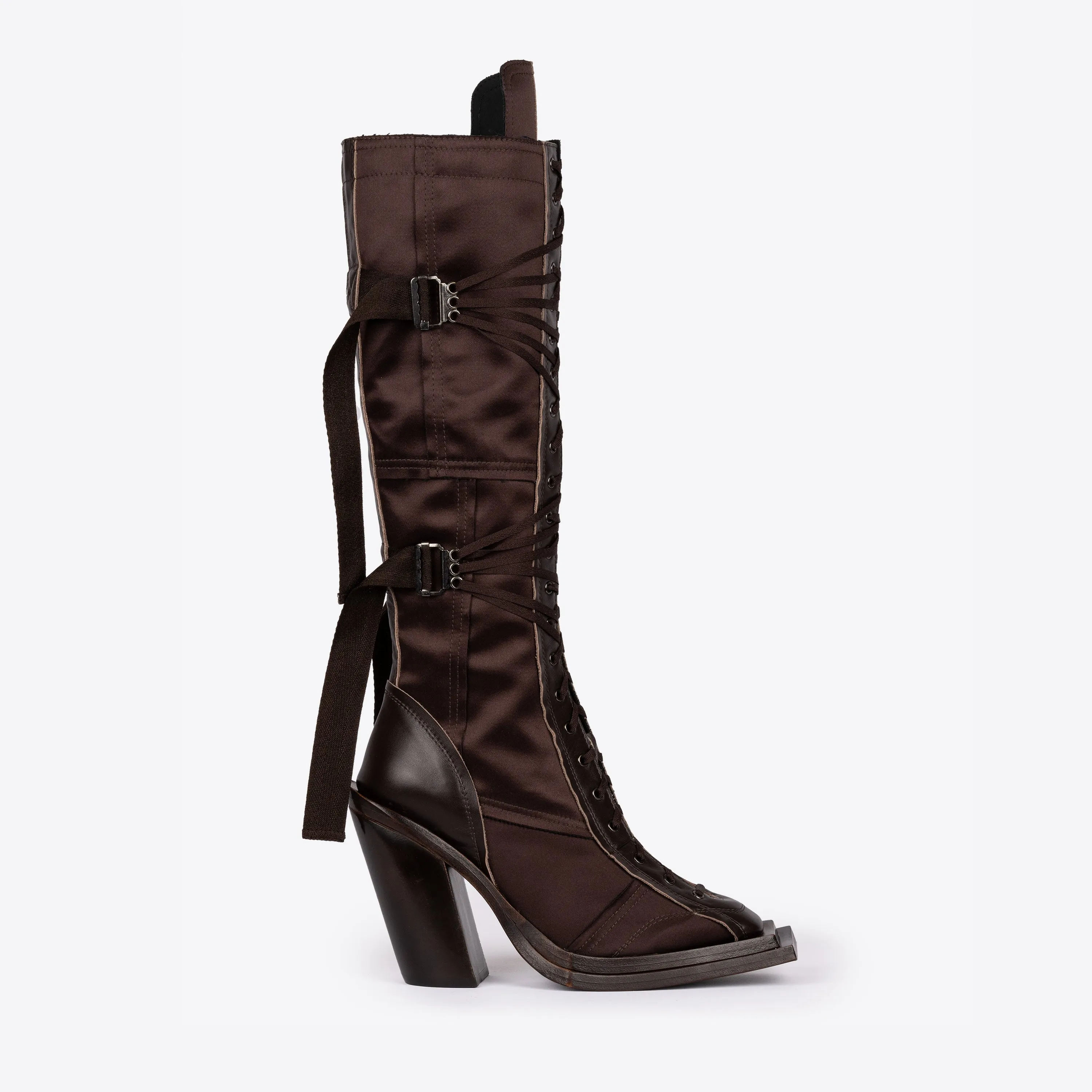 Corset Boot x Elena Velez Espresso Satin