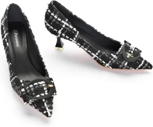 C.Paravano Women's Pumps | Low Heel Designer Shoes | Kitten Heels Womens Short Heels | Leather Pumps