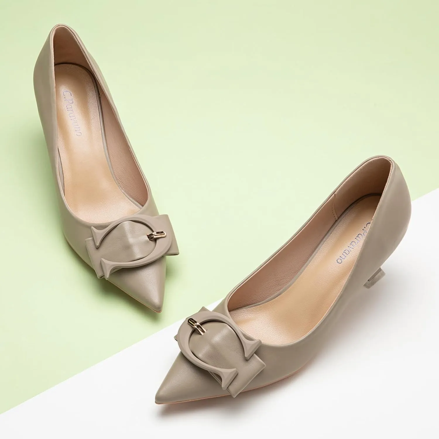 C.Paravano Women's Pumps | Low Heel Designer Shoes | Kitten Heels Womens Short Heels | Leather Pumps