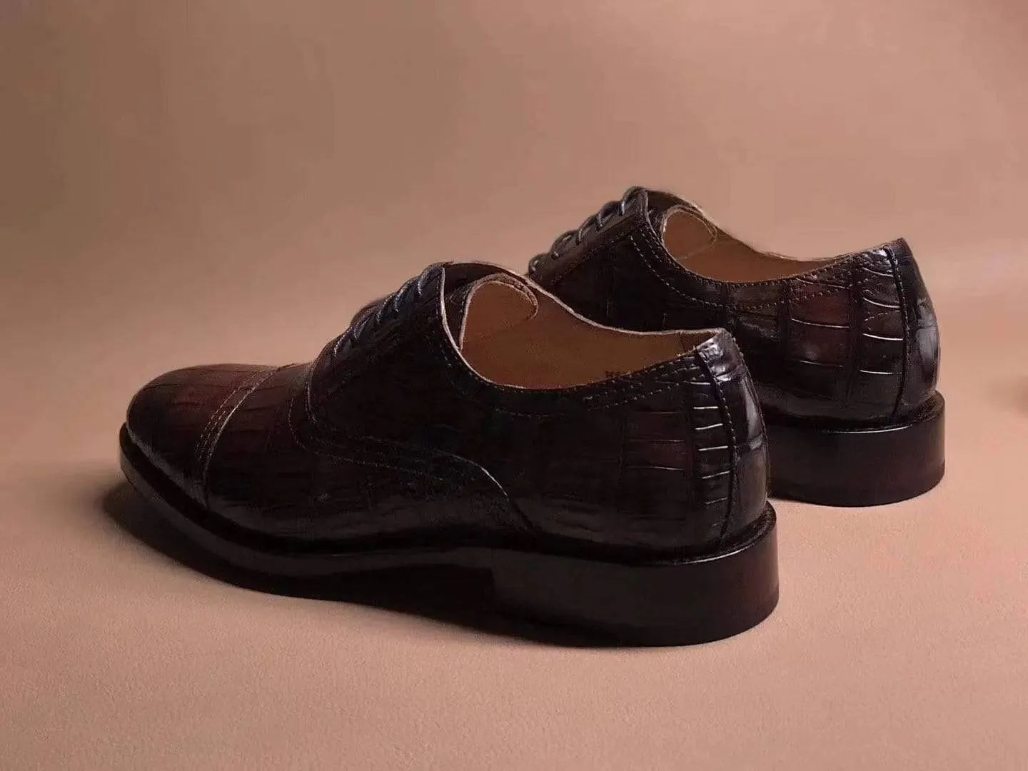 Crocodile Shoes Brown Crocodile Leather Lace Up Shoes