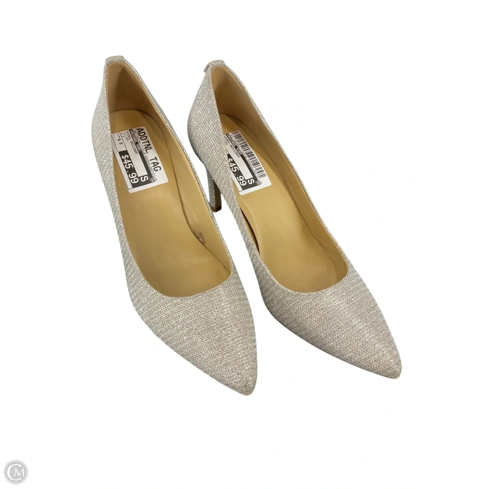 Heart Glow Shoes Designer By Michael Kors In Silver, Size: 6.5