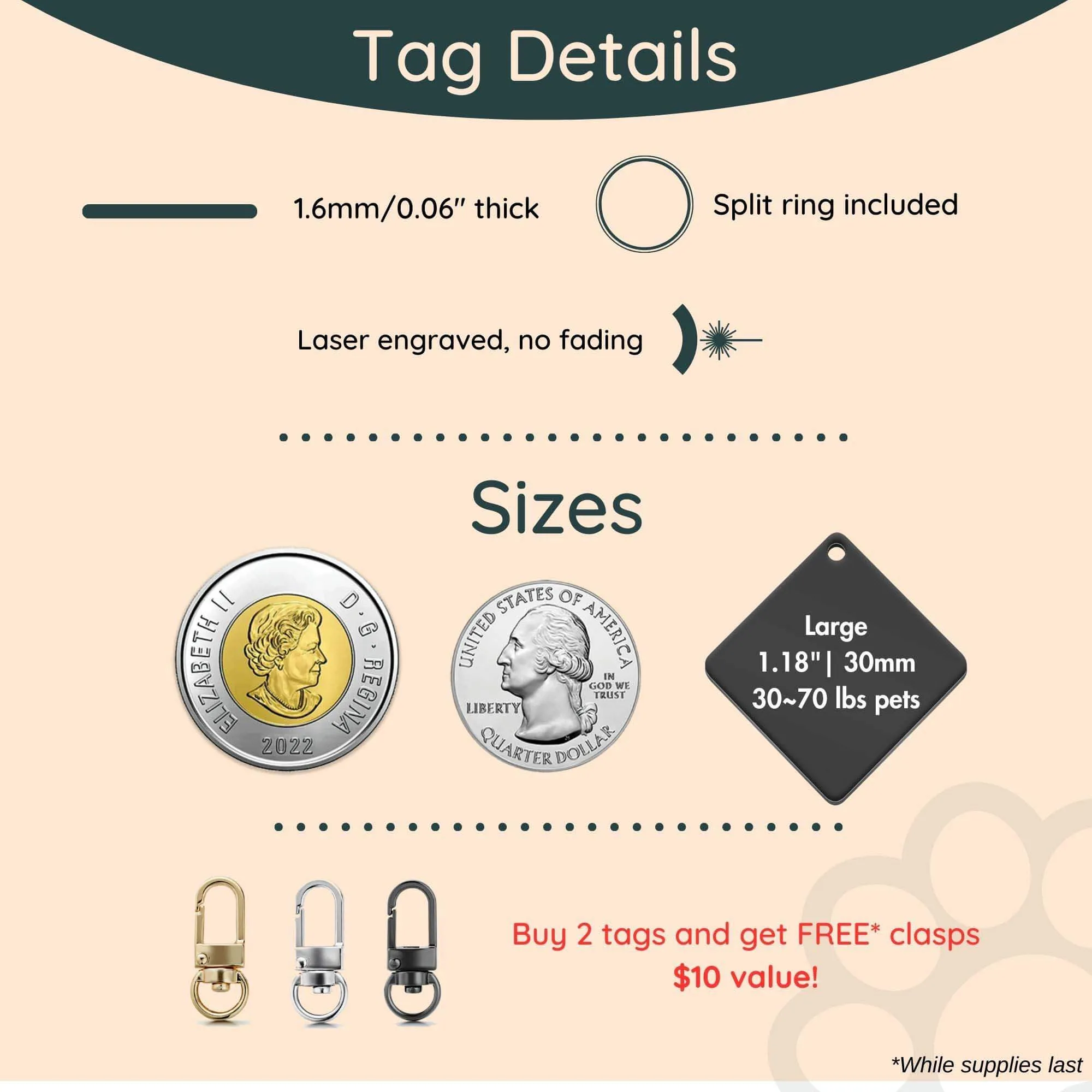 Custom Engraved Dog Tags - Diamond-Shaped