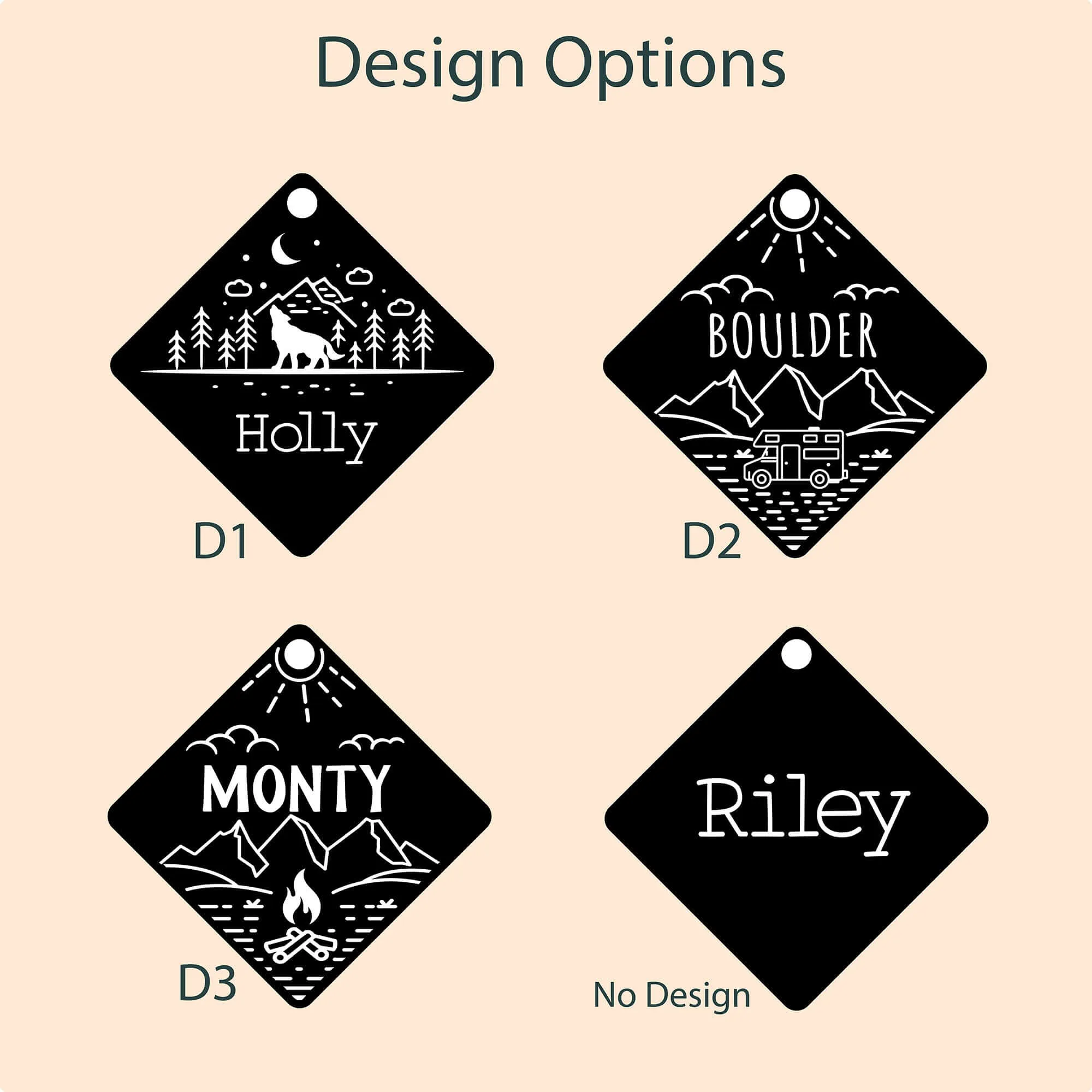 Custom Engraved Dog Tags - Diamond-Shaped