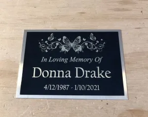 Custom Engraved Urn Memorial Name Plate Cremation Urn BUTTERFLY Memorial Tag Plaque In Loving Memory of Engraved Urn Name Plate