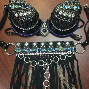 Custom Purple/Black/Blue Quick Ship Deluxe Themewear with wings $899 or bikini only $699