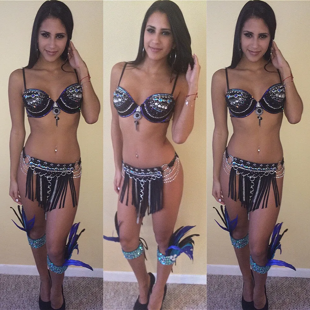 Custom Purple/Black/Blue Quick Ship Deluxe Themewear with wings $899 or bikini only $699