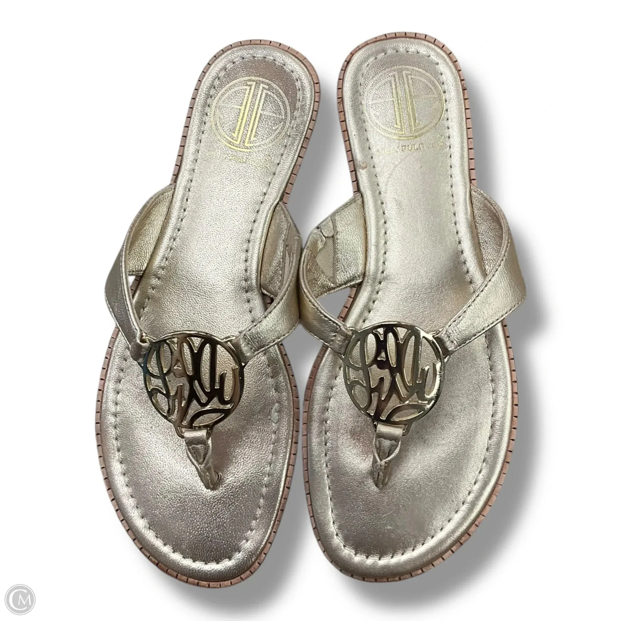 Toe box Sandals Designer By Lilly Pulitzer In Gold, Size: 6.5