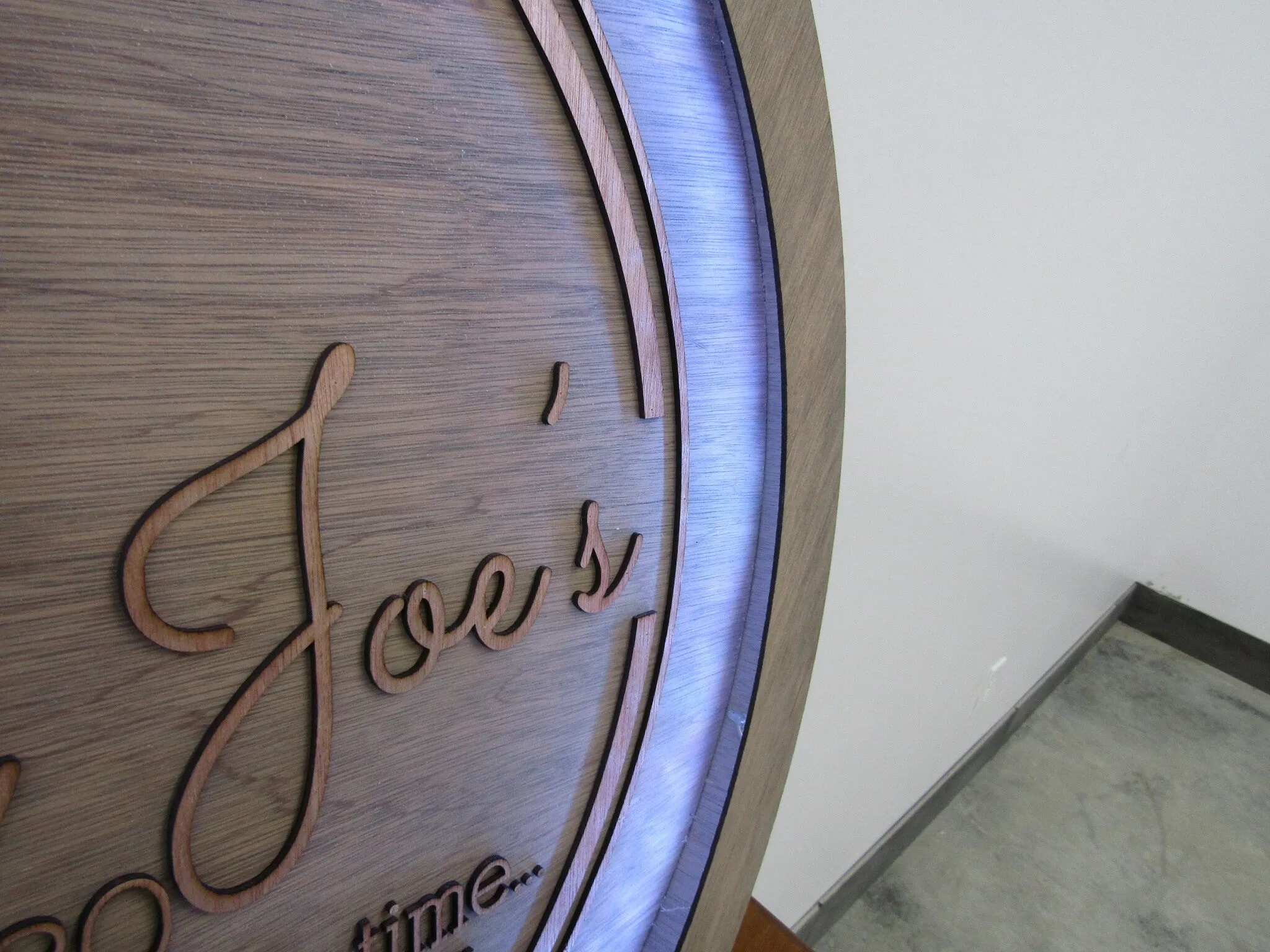 Custom Wood Lit Commercial Neon Business Sign Logo LED Entrance Light Remote Electric Light Up  Use your Logo Wood Wooden