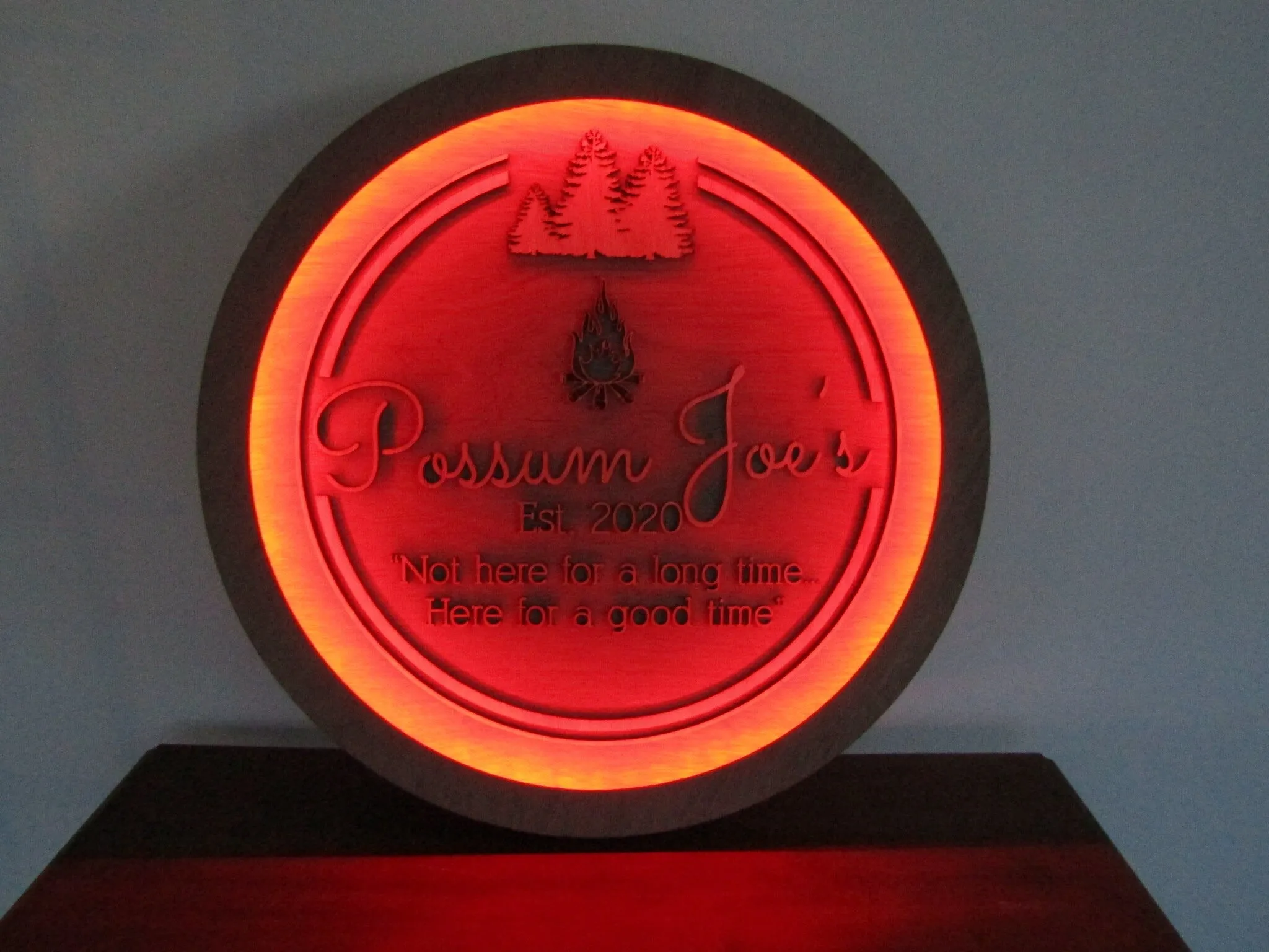 Custom Wood Lit Commercial Neon Business Sign Logo LED Entrance Light Remote Electric Light Up  Use your Logo Wood Wooden