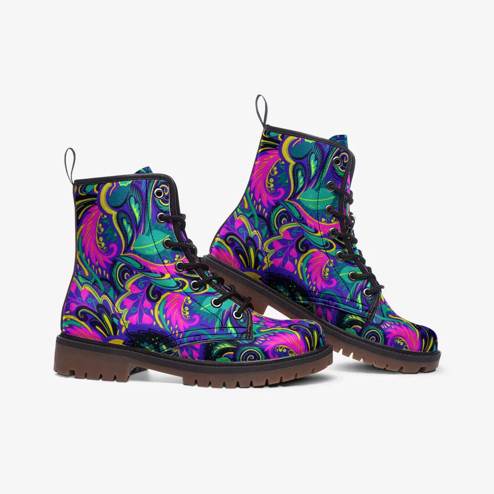 Cute Floral Abstract Vegan Leather Boots