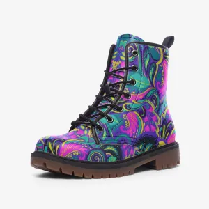 Cute Floral Abstract Vegan Leather Boots