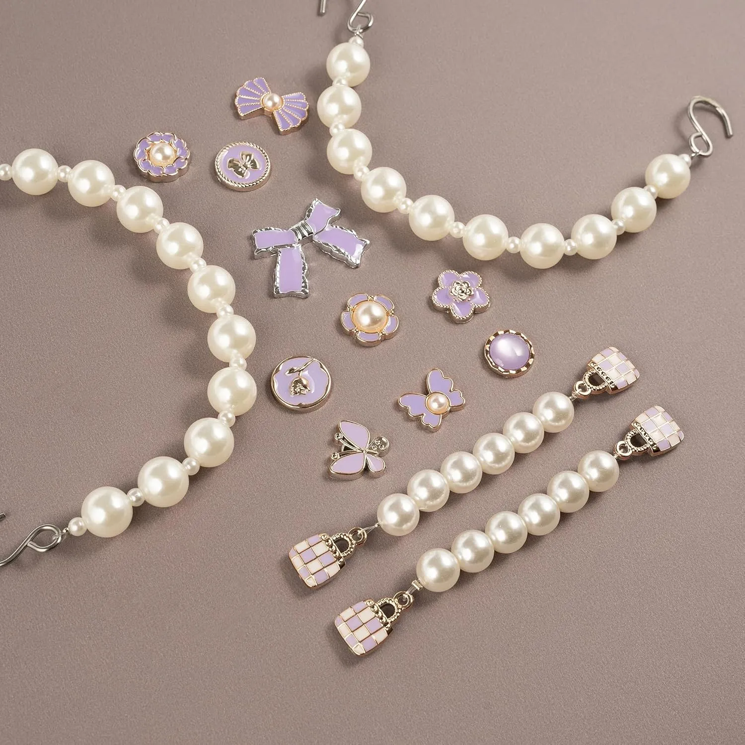 Cute Pearl Flower Shoe Charms for Girls, Luxury Jewelry Designer Charms for Women Pink