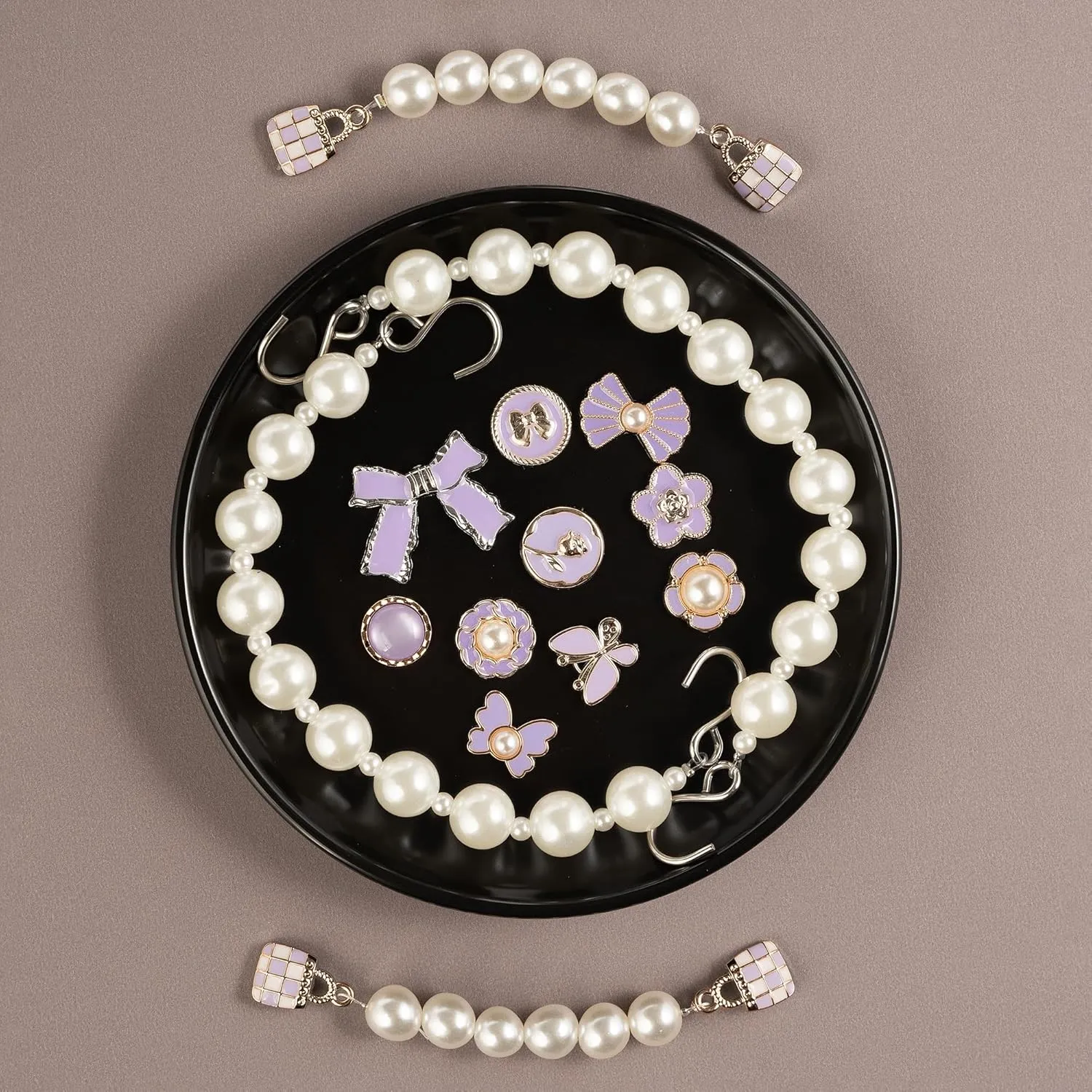 Cute Pearl Flower Shoe Charms for Girls, Luxury Jewelry Designer Charms for Women Pink