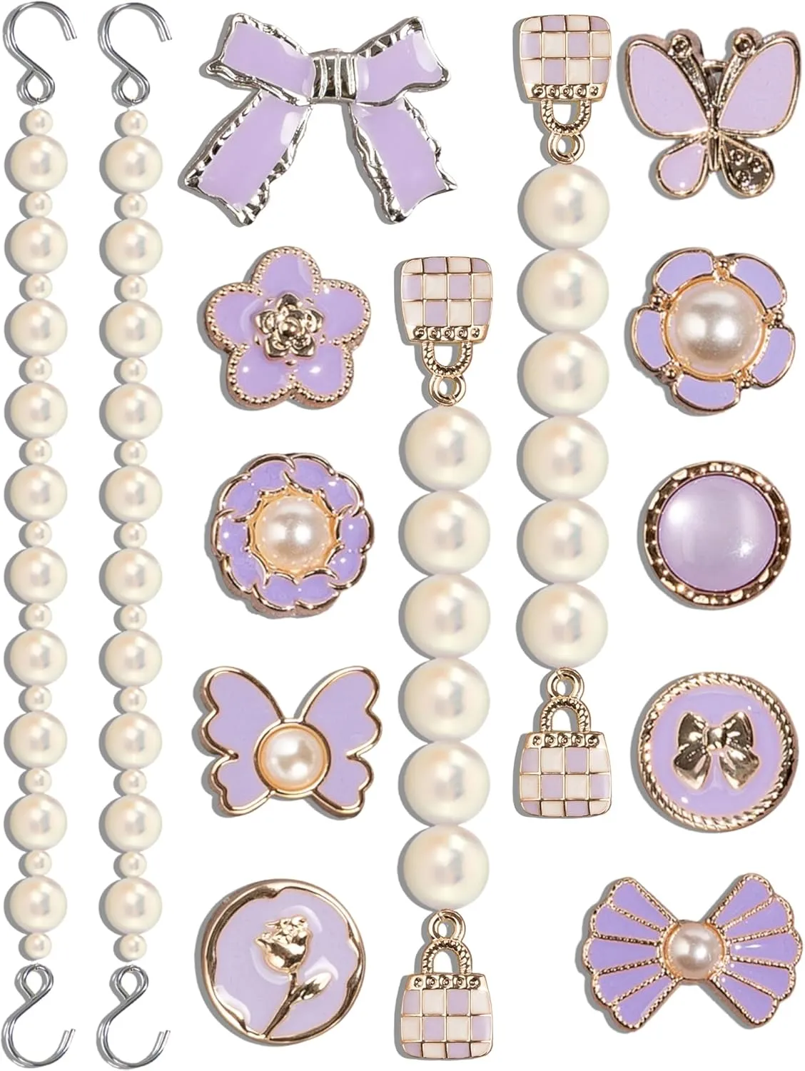 Cute Pearl Flower Shoe Charms for Girls, Luxury Jewelry Designer Charms for Women Pink