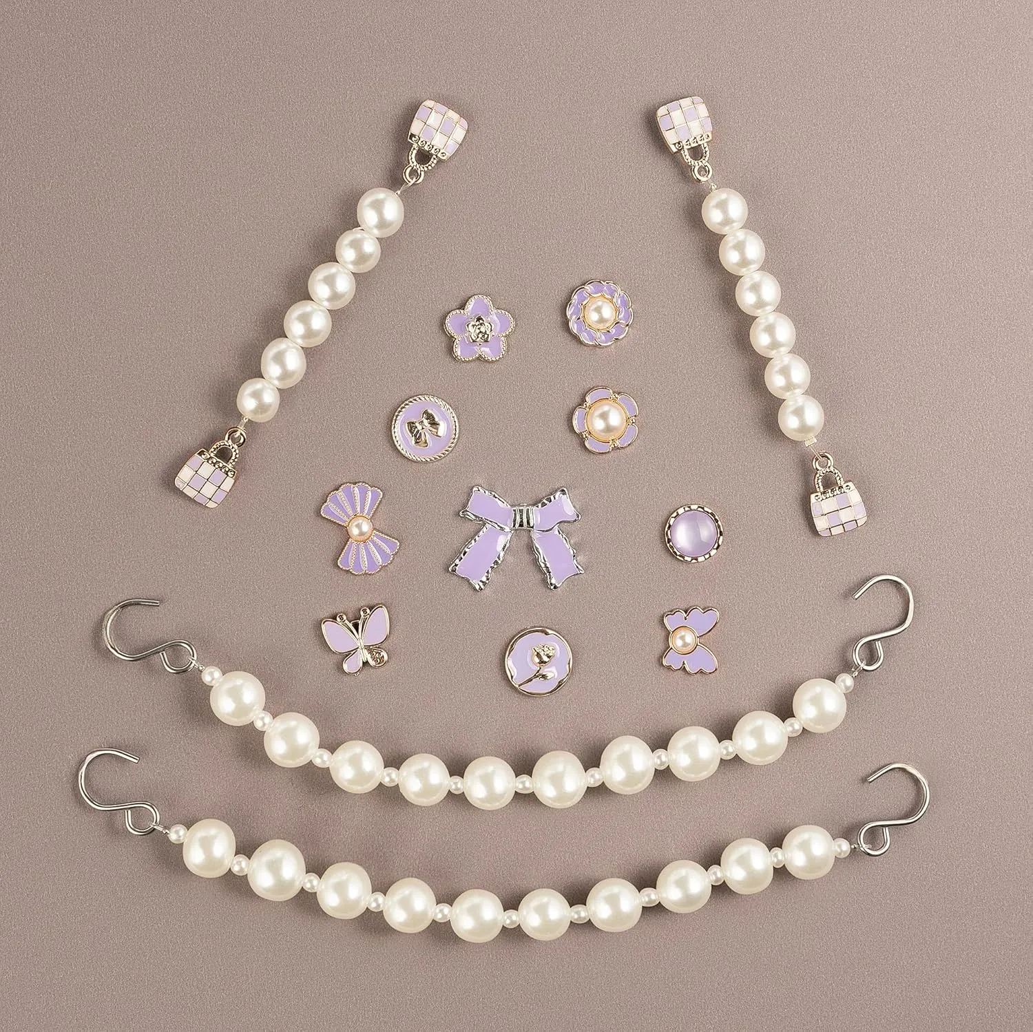 Cute Pearl Flower Shoe Charms for Girls, Luxury Jewelry Designer Charms for Women Pink