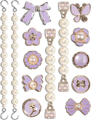 Cute Pearl Flower Shoe Charms for Girls, Luxury Jewelry Designer Charms for Women Pink