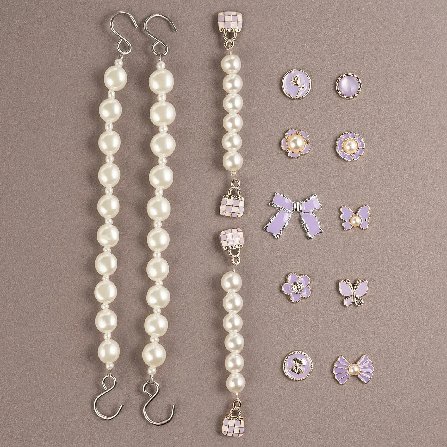 Cute Pearl Flower Shoe Charms for Girls, Luxury Jewelry Designer Charms for Women Pink