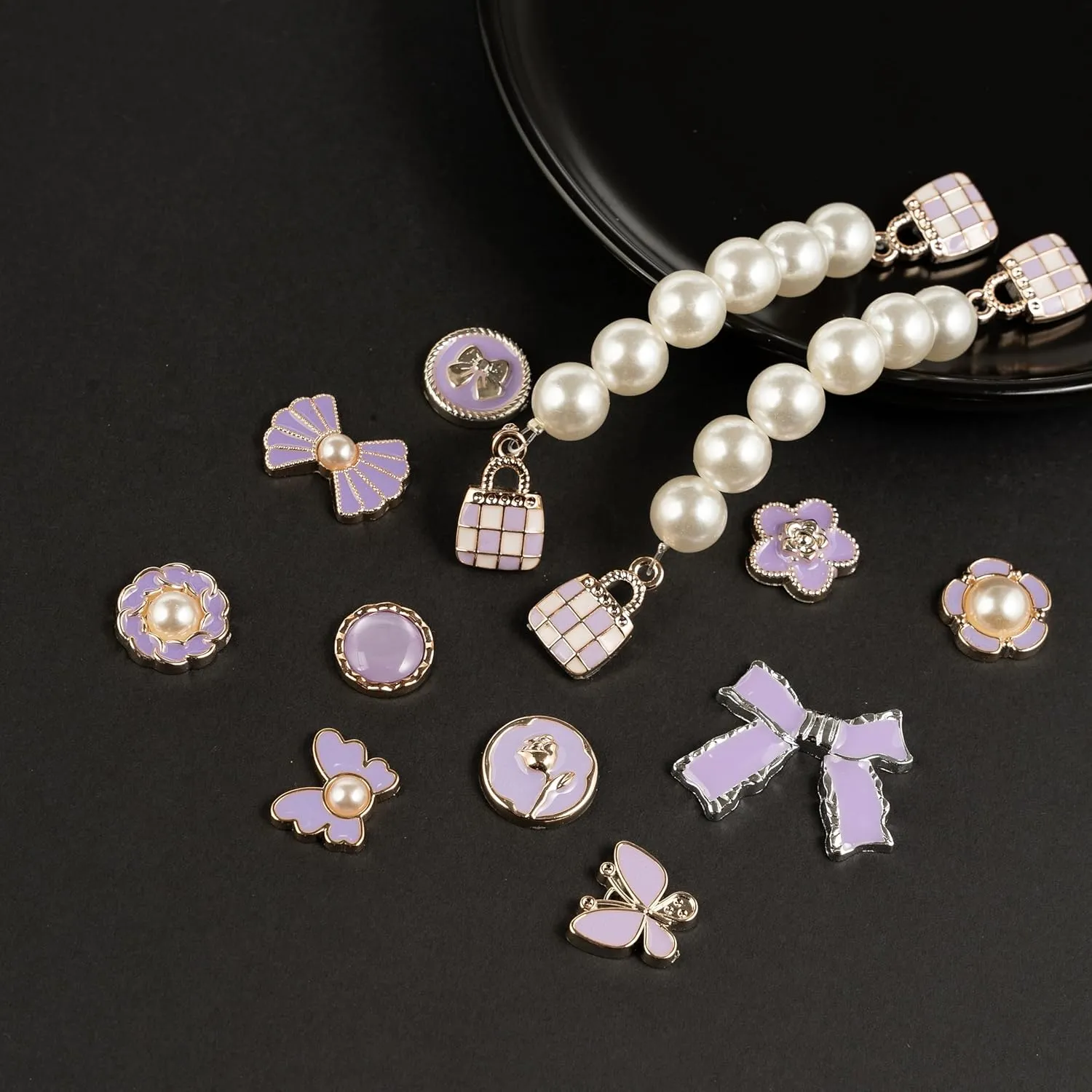 Cute Pearl Flower Shoe Charms for Girls, Luxury Jewelry Designer Charms for Women Pink