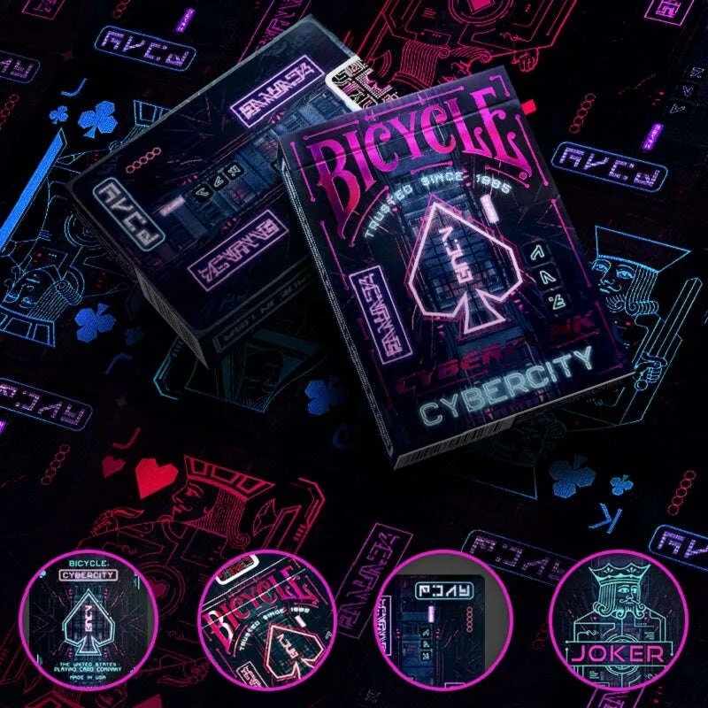 Cyberpunk Cyber City Bicycle Playing Cards