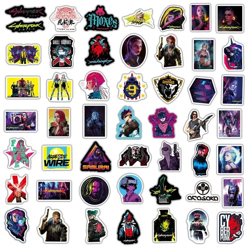 Cyberpunk Game Doodle Set - Waterproof Sci-Fi Techno Stickers