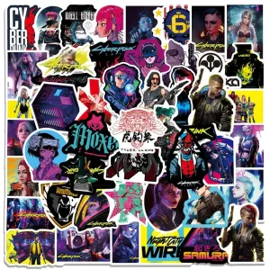 Cyberpunk Game Doodle Set - Waterproof Sci-Fi Techno Stickers