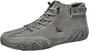 DAGY Men's Chukka Boots Italian Handmade Suede High Boots, Mens Non-Slip Waterproof Shoes, Breathable Hook & Loop Fastener Ankle Boots Chukka