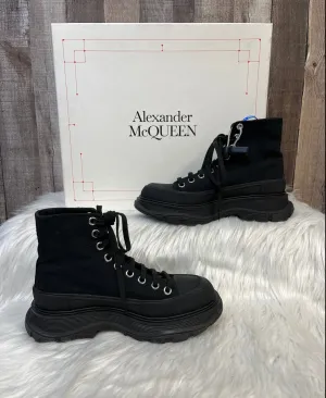Black Shoes Luxury Designer Alexander Mcqueen, Size 7 Pair Quick Linen Air
