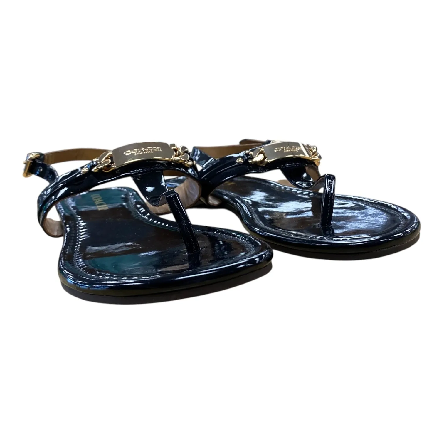 Sandals Designer By Coach In Black, Size:7.5 Coastal vibe Durable Fabric