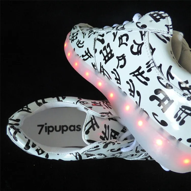 Dancing Feet Music Notes LED Shoes Light Up Unisex Shoes