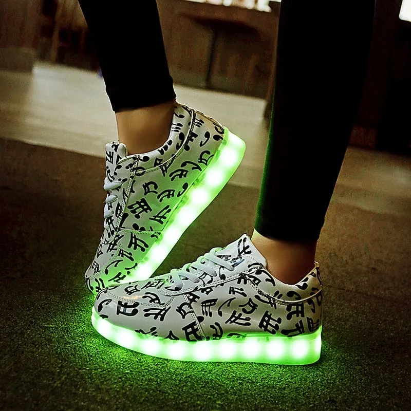 Dancing Feet Music Notes LED Shoes Light Up Unisex Shoes