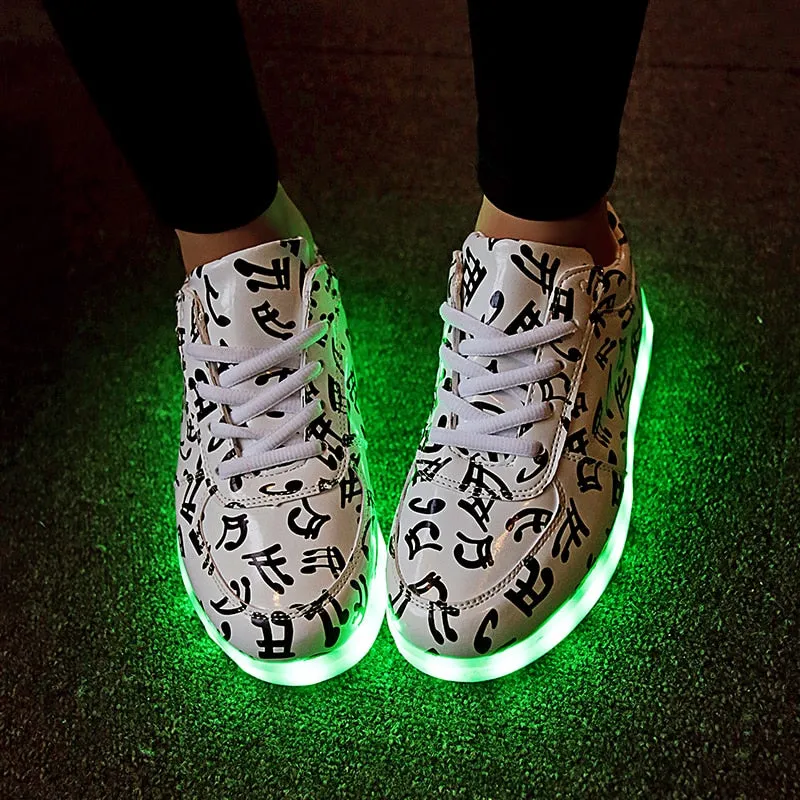 Dancing Feet Music Notes LED Shoes Light Up Unisex Shoes