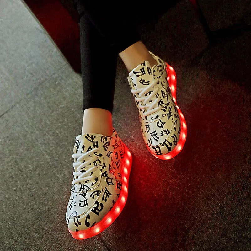 Dancing Feet Music Notes LED Shoes Light Up Unisex Shoes
