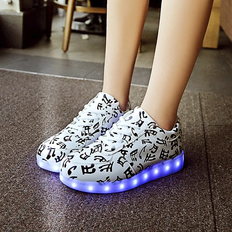 Dancing Feet Music Notes LED Shoes Light Up Unisex Shoes
