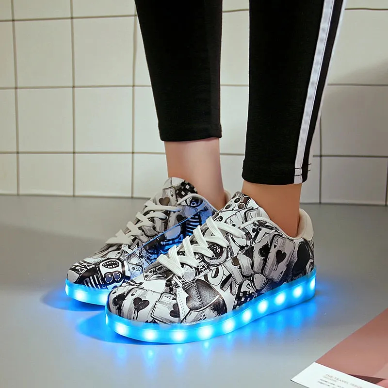 Dancing Feet Music Notes LED Shoes Light Up Unisex Shoes