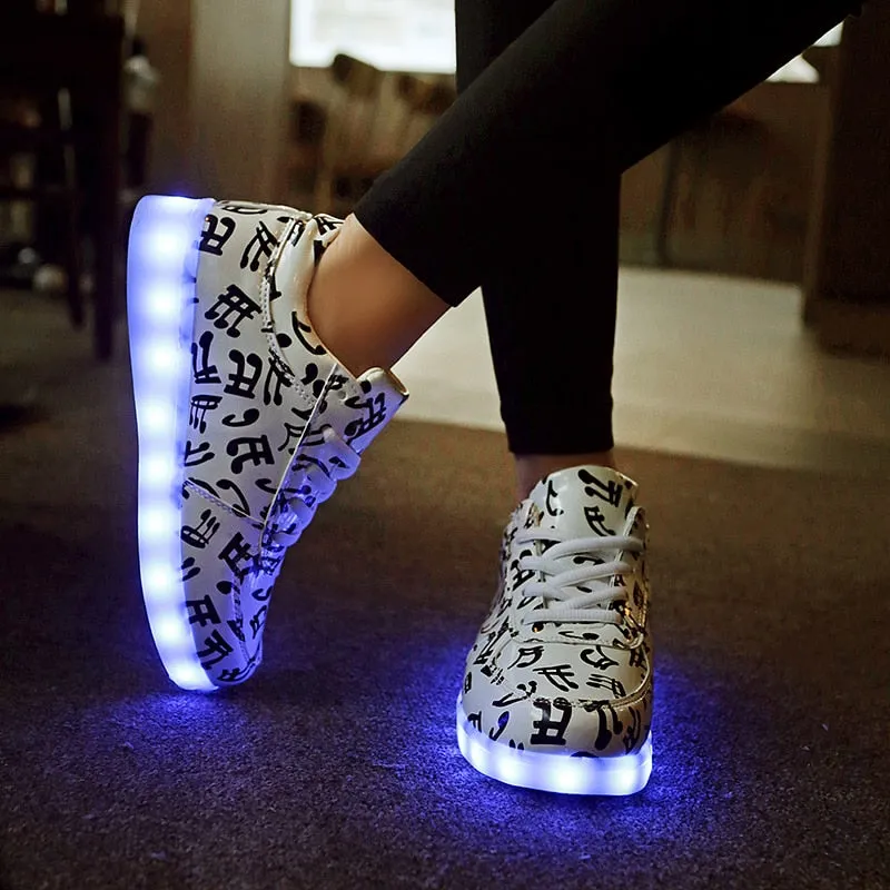 Dancing Feet Music Notes LED Shoes Light Up Unisex Shoes