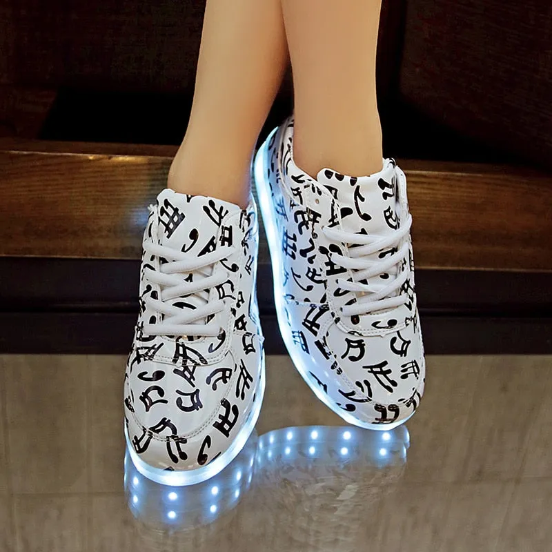 Dancing Feet Music Notes LED Shoes Light Up Unisex Shoes