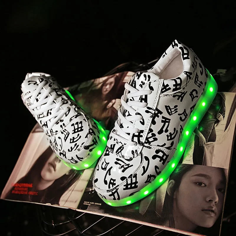 Dancing Feet Music Notes LED Shoes Light Up Unisex Shoes