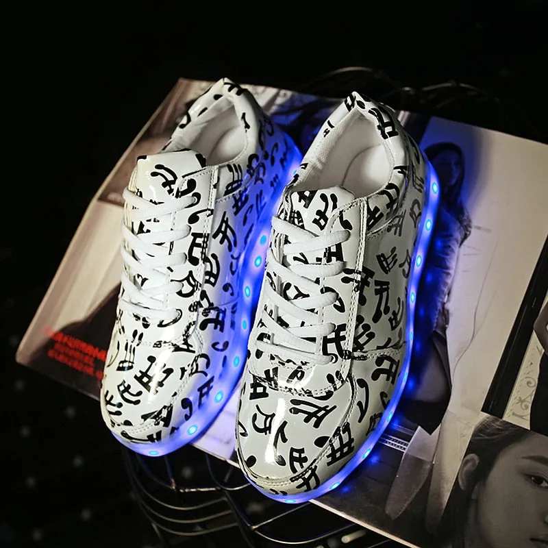 Dancing Feet Music Notes LED Shoes Light Up Unisex Shoes