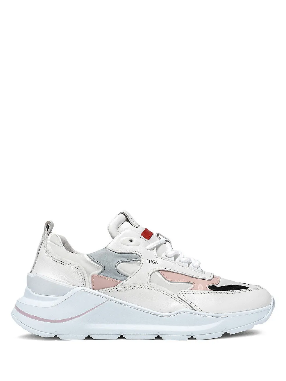 D.A.T.E. Fuga 2.0 Leather Sneaker- White-Pink