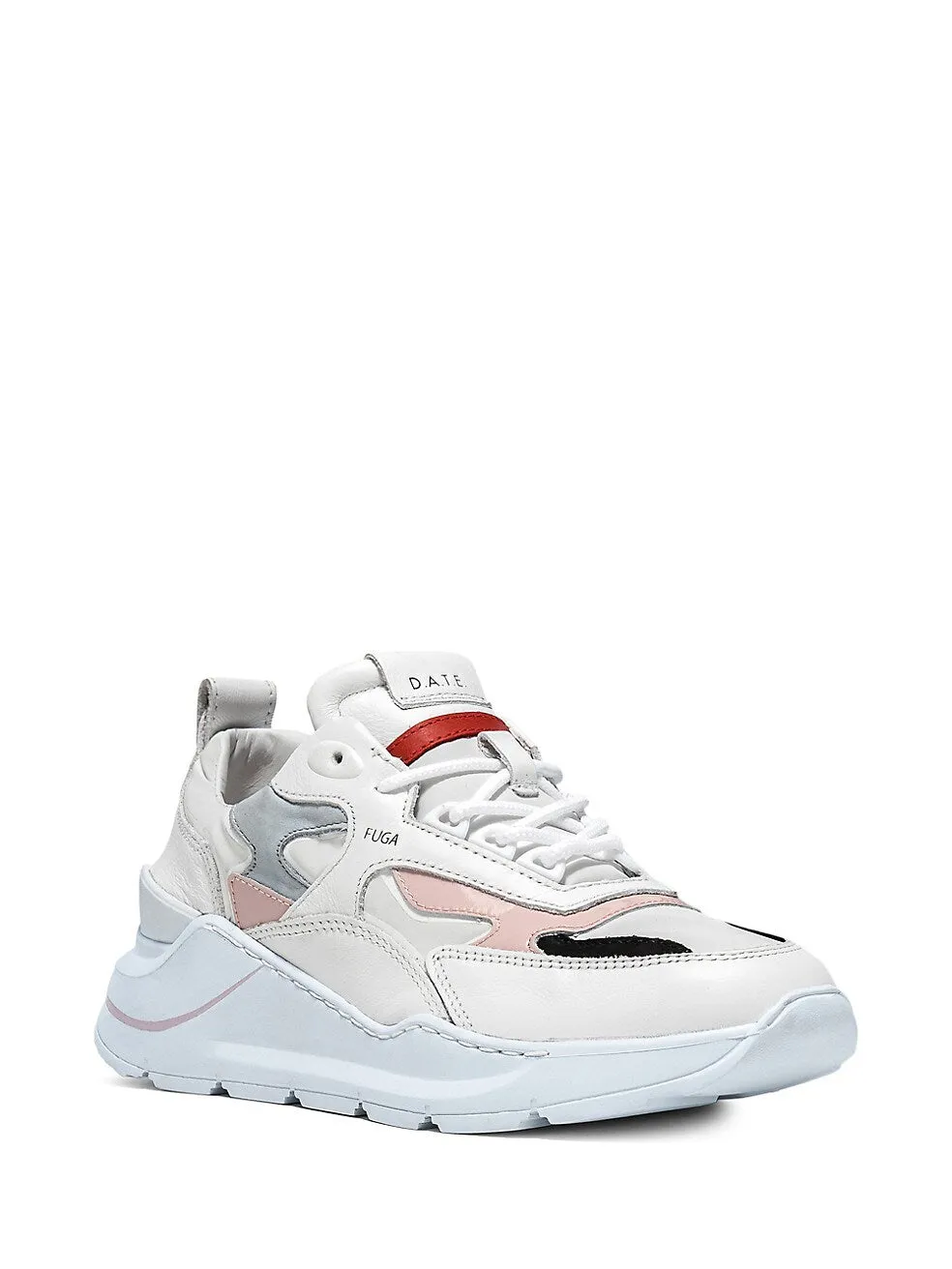 D.A.T.E. Fuga 2.0 Leather Sneaker- White-Pink
